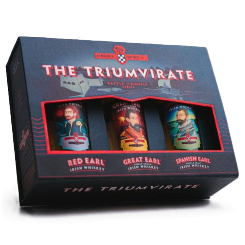 Kinsale Spirits Co. the triumvirate, Irish Whiskey, Spanish Earl Single Malt, Red Earl Irish Whiskey, Kinsale whiskey gift pack, Irish whiskey mini set, Whisky Center